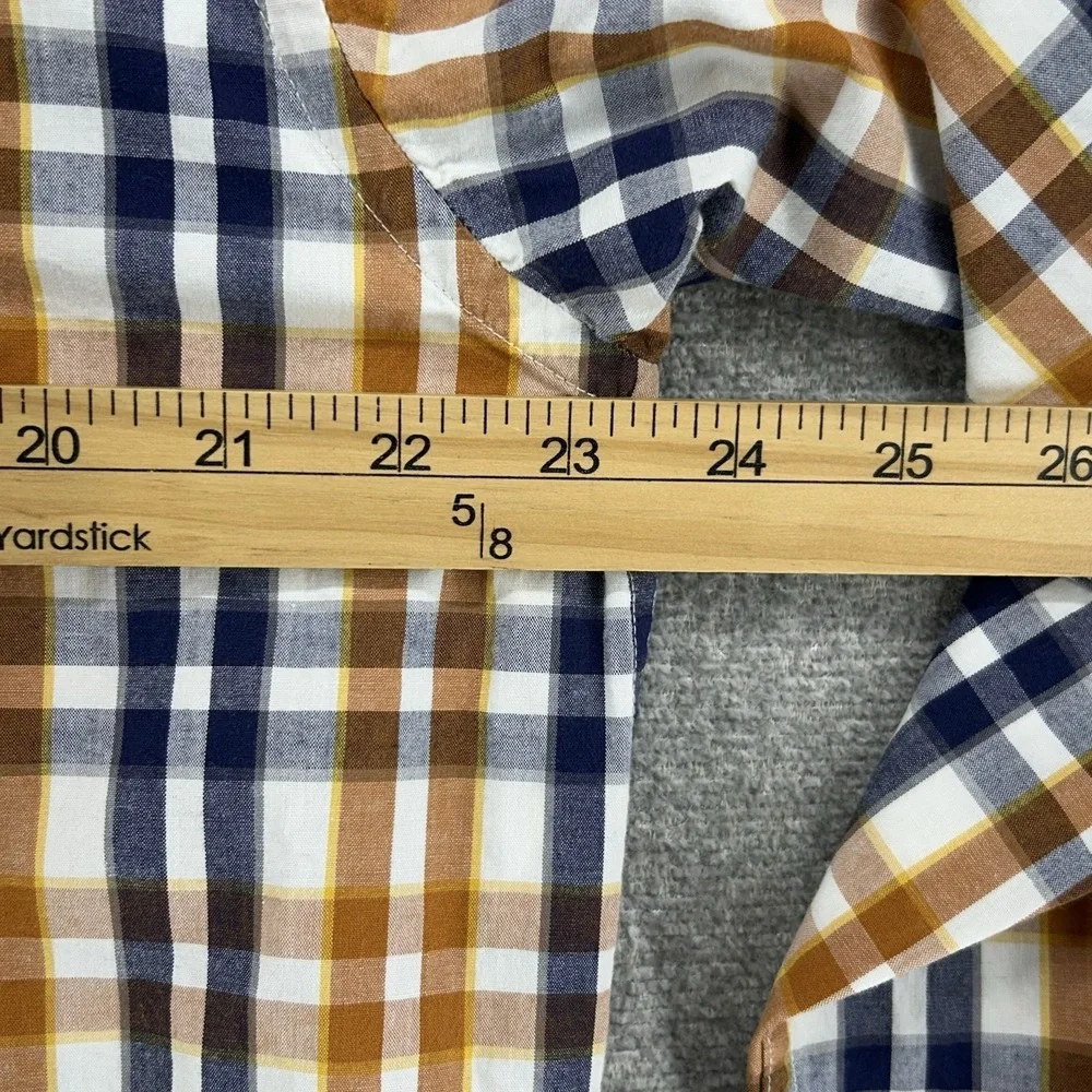 The North Face Roll Tab Shirts Men Size XXL White Plaid Blue Brown Yellow